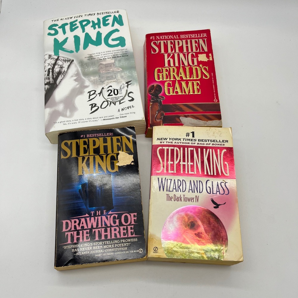 Stephen King Lot 4 Books Bag of Bones Gerald's Game Drawing Wizard and Glass